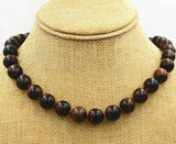Red Tiger's Eye Gemstone Beads Necklace 18''