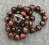 Red Tiger's Eye Gemstone Beads Necklace 18''