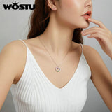 Wostu 925 Silver Rainbow Zircon Necklace for Women
