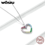 Wostu 925 Silver Rainbow Zircon Necklace for Women