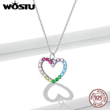 Wostu 925 Silver Rainbow Zircon Necklace for Women