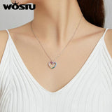 Wostu 925 Silver Rainbow Zircon Necklace for Women