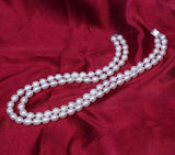Hand Knotted 2 Rows Fresh Water Rice Pearl Necklace 8-9mm