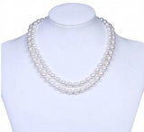 Hand Knotted 2 Rows Fresh Water Rice Pearl Necklace 8-9mm