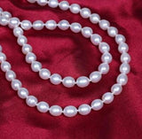 Hand Knotted 2 Rows Fresh Water Rice Pearl Necklace 8-9mm