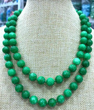 8mm 10mm 12mm Green Jadeite Round Gemstone Beads Necklace 32''