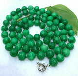 8mm 10mm 12mm Green Jadeite Round Gemstone Beads Necklace 32''
