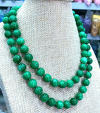 8mm 10mm 12mm Green Jadeite Round Gemstone Beads Necklace 32''