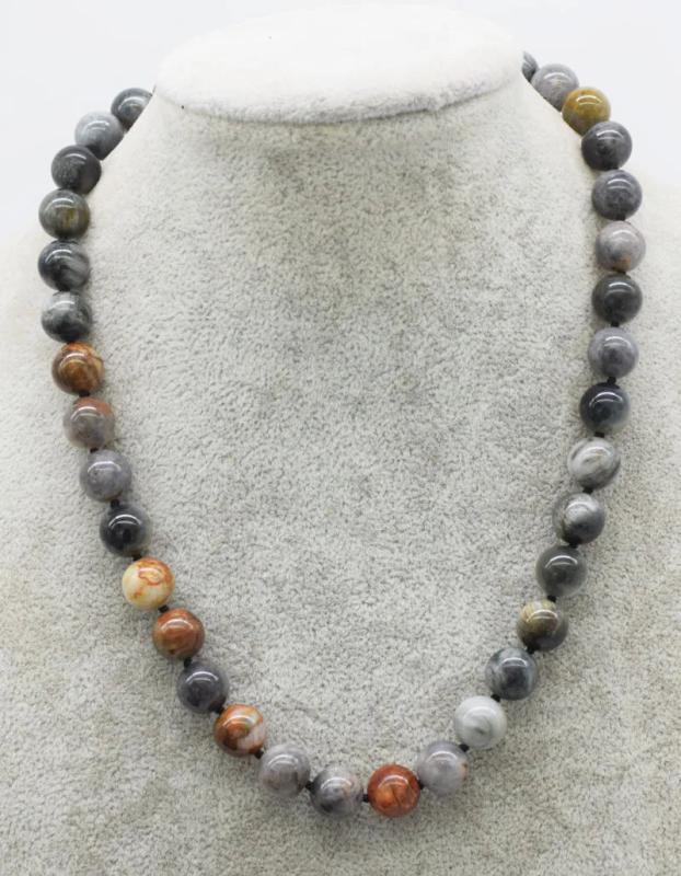 Hawk's Eye 10mm Necklace 17in Beads Nature