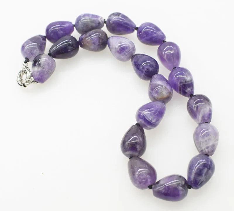 Amethyst Drop Necklace 17 inch Nature Wedding Beads