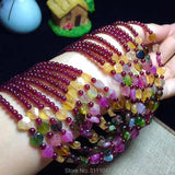 Red Garnet Round & Tourmaline Heart Multicolors Necklace Beads