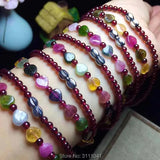 Red Garnet Round & Tourmaline Heart Multicolors Necklace Beads