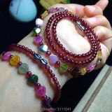 Red Garnet Round & Tourmaline Heart Multicolors Necklace Beads