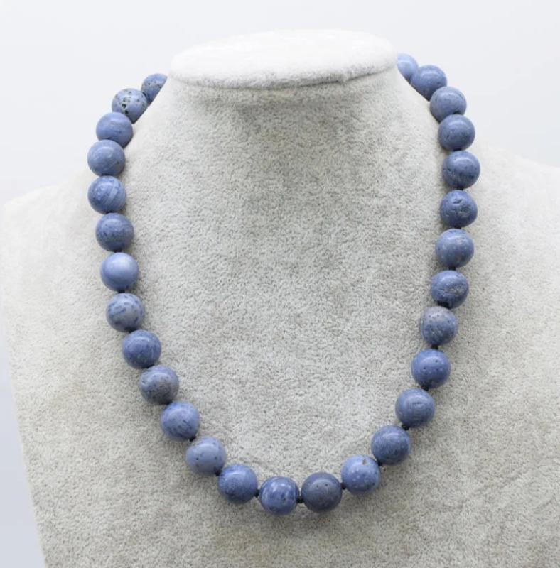 12mm Coral Smooth Round Necklace 18 Inch Beads Nature