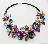 Multicolor Shell Flower Necklace 18inch Baroque Freshwater Pearl Beads