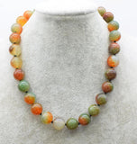 14mm Red/Green Agate Smooth Round Necklace 18inch Beads Nature