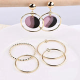 Korea Geometric Alloy Double Hanging Round DIY Earrings Material