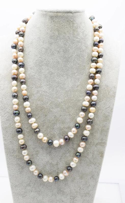 Freshwater Pearl Necklace 45 inch White/Pink 7-9mm