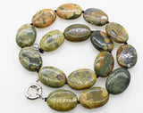 Green Peacock Agate Necklace 18 Inch Beads for Women