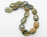 Green Peacock Agate Necklace 18 Inch Beads for Women