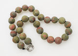Green Agate Round 12/14mm Necklace 17-inch