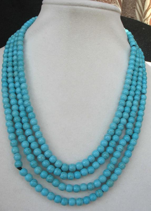 Turquoise Green 6mm Bead Necklace 60-Inch Nature