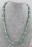 Green Jade Pillar Freshwater Pearl Necklace 19inch