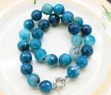14mm Agate Round Faceted Necklace 18inch Beads Nature