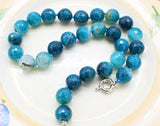 14mm Agate Round Faceted Necklace 18inch Beads Nature