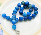 14mm Veins Agate Smooth Round Necklace 18inch Beads Nature