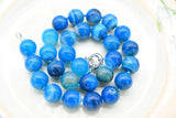 14mm Veins Agate Smooth Round Necklace 18inch Beads Nature
