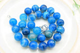 14mm Veins Agate Smooth Round Necklace 18inch Beads Nature