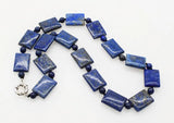 Natural Lapis Lazuli Beaded Necklace 19 Inch Round/Oblong 6mm & 15x20mm Women
