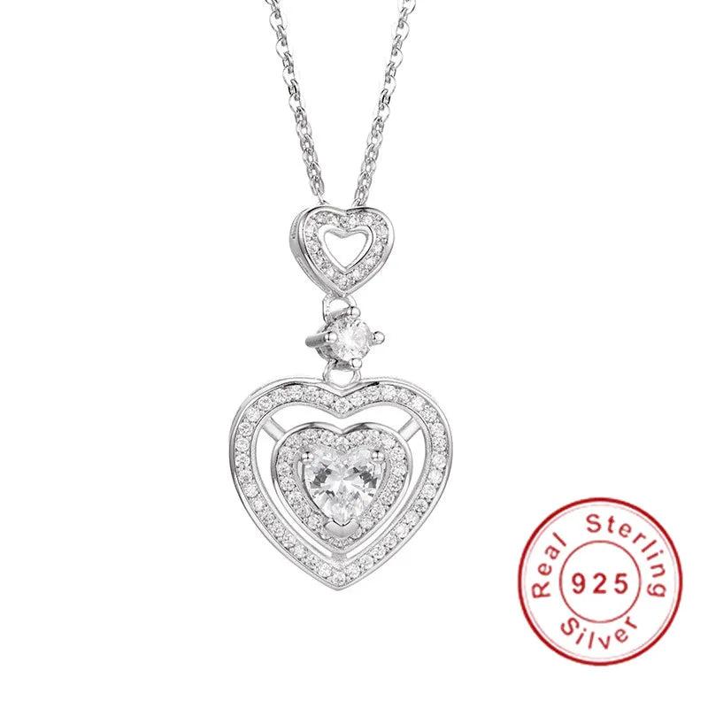 CZ Sona Necklace 5A Zircon Real 925 Sterling Silver Wedding Pendant