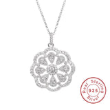 Flower Necklace Pendant 925 Silver High SONA Diamond Women Birthday Gift
