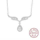 925 Silver Angel Wings 2ct SONA DIAMOND Necklace Water Drop Pendant