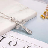 925 Sterling Silver Cross Pendant Necklace with Clear Pave SONA Diamond