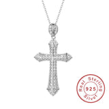 925 Sterling Silver Cross Pendant Necklace with Clear Pave SONA Diamond