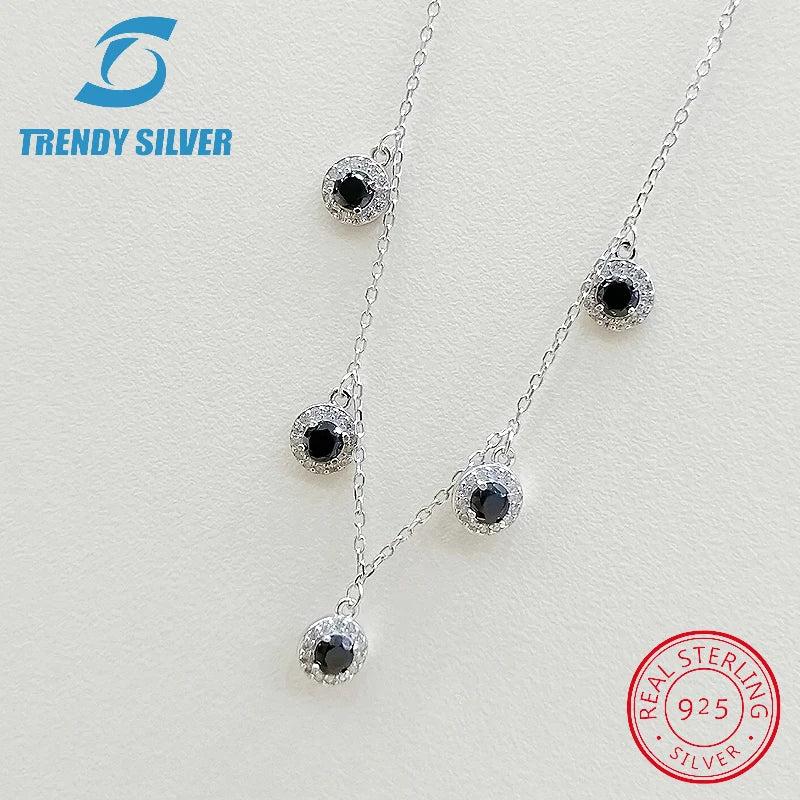 925 Silver Pendant Necklace Choker with CZ, Rose
