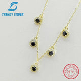 925 Silver Pendant Necklace Choker with CZ, Rose
