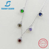 925 Silver Pendant Necklace Choker with CZ, Rose