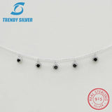 925 Silver Pendant Necklace Choker with CZ, Rose