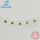 925 Silver Pendant Necklace Choker with CZ, Rose