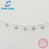 925 Silver Pendant Necklace Choker with CZ, Rose