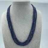 3-Row 2X4mm Dark Red Sapphire Beads Necklace