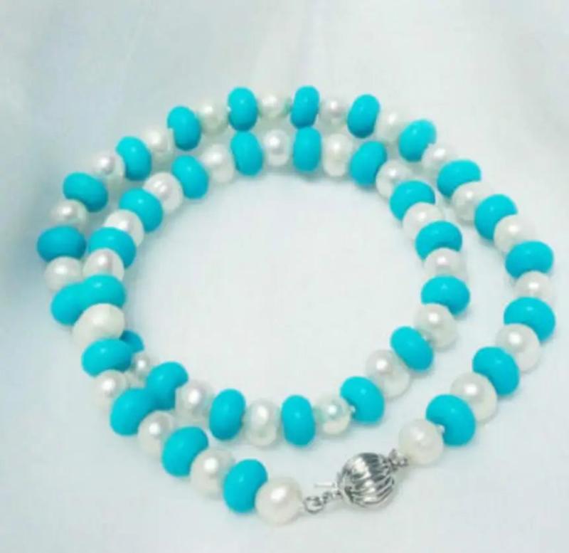 Turquoise Howlite & Pearl Bib Necklace