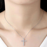 Serenity 3.0mm 4mm Moissanite Cross Necklace 925 Sterling Silver for Women