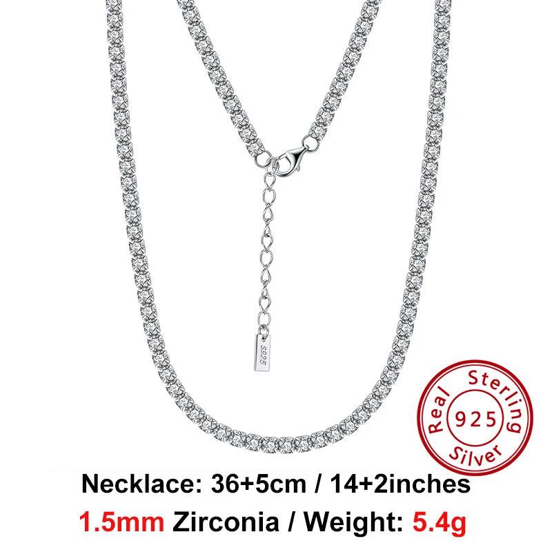 925 Silver Women's Tennis Necklace Sparkling CZ Women Neck Chain