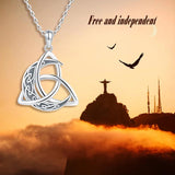 Irish Celtics Knot Moon Pendant Chain Necklaces 925 Sterling Silver