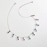925 Silver Colorful Zircon CZ Charm Pendant Choker Women Party Wedding
